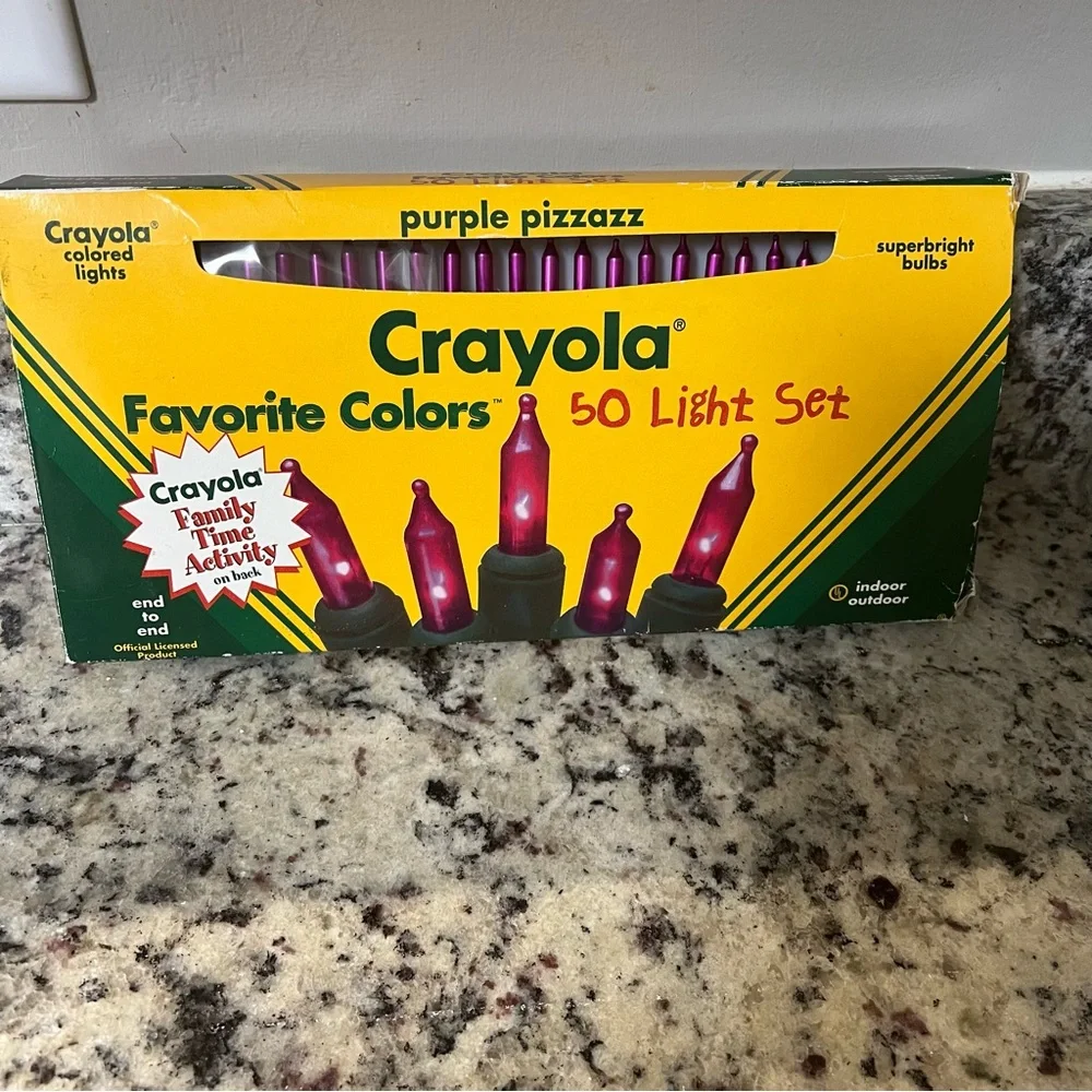Crayola Purple Pizzazz 50 Light Set Box of Christmas Holiday Lights